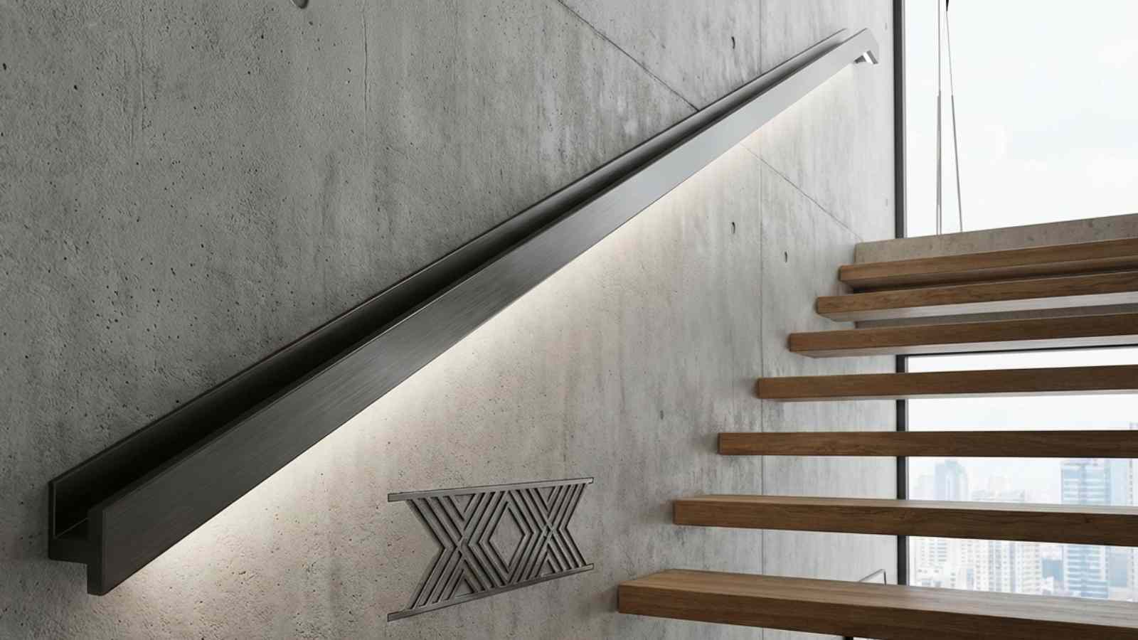Wall Mounted Metal Handrails Indoor Outdoor Stair Rails